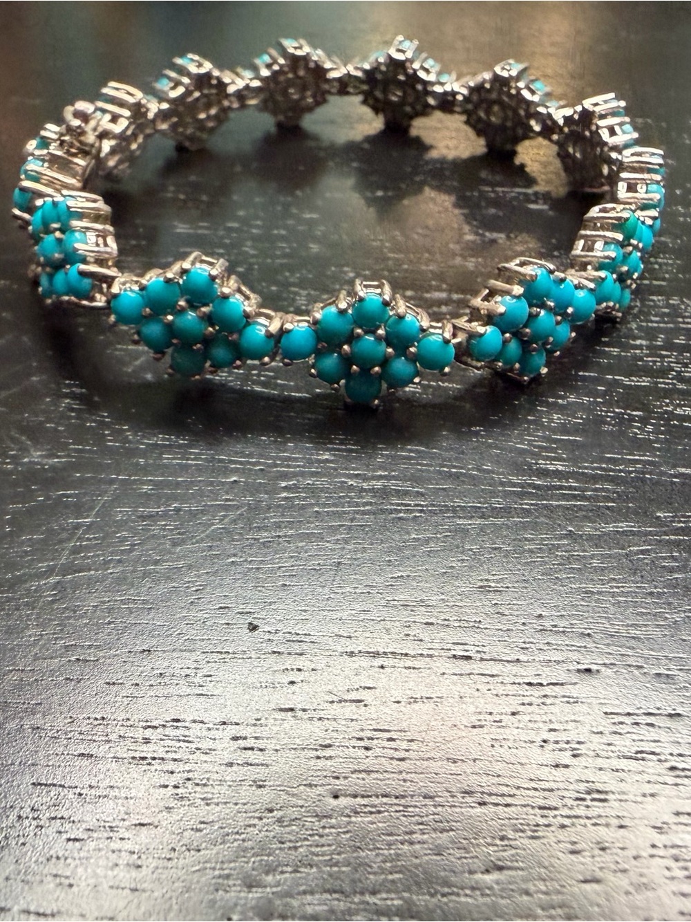 STS 925 Sterling Silver Sleeping Beauty Turquoise Tennis Link Bracelet 7